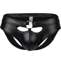 Men Sexy G-string Backless Thong Sexy Man Jockstrap Leather Brief Erotic Lingerie Man Briefs Underwear Gay Penis Pouch Underpant