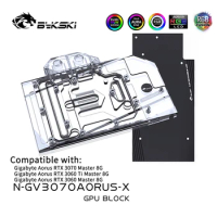 Bykski 3070 GPU Block For Gigabyte AORUS RTX3070MASTER 8G , Video Card Water Cooling / Full Cover Radiator , N-GV3070AORUS-X