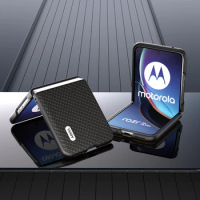 For Motorola Razr 40 Ultra Moto Razr 40Ultra 2023 Case Luxury Carbon Fiber Pattern Folding Shockproof Hard Cover Accessories