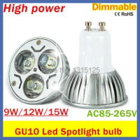 Free shipping 50PCS/LOT High power gu10 9w spotlights AC85-265V gu10 led bulb lighting