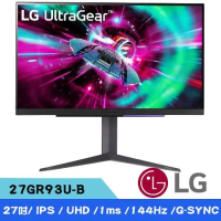 LG 樂金 27GR93U-B 27吋 UltraGear™ UHD 144Hz專業玩家電競螢幕