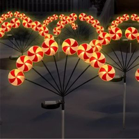 新款聖誕節太陽能地插燈棒棒糖果螢火蟲庭院裝飾節日彩燈燈串燈