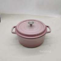 4QT Enameled Cast Iron Dutch Oven Casserole Dish Pot with Lid Cherry Blossom Pink
