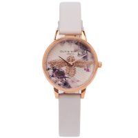 Olivia Burton 玫瑰金立體蜜蜂款手錶(OB16EM06)-花與蜂蜜面/30mm