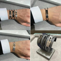 French Luxury Jewelry Men's Pulseras Titanium Steel Adjustable Custom Bracelet Move Titanium Cord High Quality Free Shipping