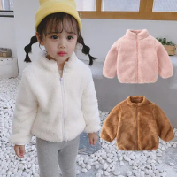 Pink Girls Jackets Autumn Coat Winter Thermal Fleece Jacket for Children 1 2 3 4 5Yrs Kids Coats Warm Korean Outerwear