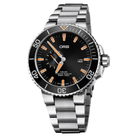 Oris豪利時 Aquis 小秒針500米專業潛水機械錶-黑x銀/45.5mm 0174377334159-0782405PEB