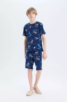 DeFacto Boys Pajamas Set Patterned Short Sleeve Top Shorts D9992A825Sm
