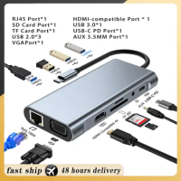 USB C HUB Type C Splitter To HDMI 4K thunderbolt 3 Docking Station Laptop Adapter With PD SD TF RJ45 For Macbook Air M1 iPad Pro