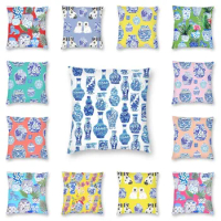Chinese Porcelain Pattern Luxury Pillow Case Living Room Decoration Blue And White Ginger Jar Vase Sofa Cushion Cover Pillowcase