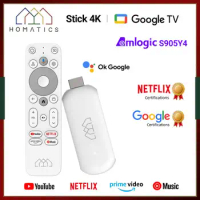 Netflix Google Certified Amlogic S905Y4 HOMATICS 4K TV Stick Google TV 11.0 Box H.265 2T2R Wifi Support Dolby Atmos AV1 2GB 32GB