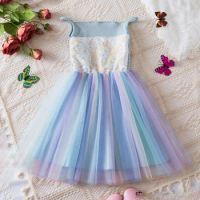 Girls Clothes 2024 New Summer Unicorn Princess Dresses Sleeveless Kids Dress Party Baby Dresses for Children Clothing 1-6Yrs