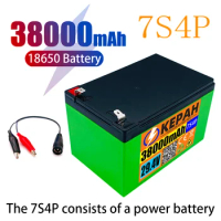 24V 7S4P 38000MAH high power 38ah 18650 lithium battery with BMS 29,4v electric bicycle battery for various tools