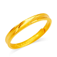 【JING YANG 晶漾】黃金戒指簡約流線尾戒(0.42錢±0.05錢)