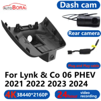AutoBora 4K Wifi 3840*2160 Car DVR Dash Cam Camera 24H Video Monitor For Lynk &amp; Co 06 PHEV 2021 2022 2023 2024