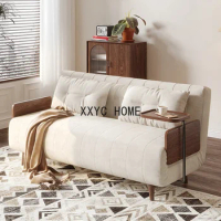 Faux Leather Sofa Bed Foldable Dual-Purpose Living Room Multi-Functional Sofa Japanese Log Single