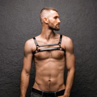 Gay Rave Harness Sexy Harness For Men Leather Lingerie Body Straps Belt Fetish Erotic Chest Bondage Cage Rave Clothing Bdsm