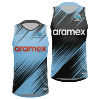 Customization 2024 Cronulla Sharks Training Singlet Rugby Jersey - Mens Size: S-5XL （Print Custom Name Number）