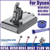 For Dyson V6 Battery DC58 DC59 DC62 SV07 SV09 21.6V 6000mAh V6 Battery For Dyson Vacuum Cleaner Replacement Battery For Dyson