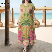 Hawaiian Women's Dress Summer Seaside Vacation Beach Dress Breathable Casual Wear Bohemian Vacation