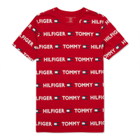 Tommy Hilfiger 熱銷印刷滿版文字Logo圖案短袖T恤-紅色