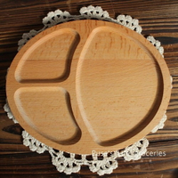 天然櫸木分格餐盤 橢圓實木托盤