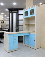 【歐風別館】桂格洗白藍色L型書桌櫃【二】【基隆至台中免運費】