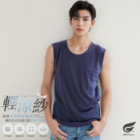 GIAT台灣製麻紗涼爽透氣男內衣-寬肩背心(深藍)