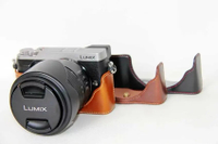 ซองหนัง Pu ด้านล่างเปิดรุ่นป้องกันครึ่งร่างกายปกฐานสำหรับ Panasonic Lumix DMC-GX80 DMC-GX85 GX80 GX85กล้อง