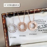 woman Fashion jewelry natural AU750 18K white rose gold necklace Diamonds rotundity Pendant