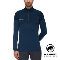 【Mammut長毛象】Trift Half Zip Longsleeve 羊毛混紡立領半拉鍊長袖排汗衣 海洋藍 男款 #1016-01050