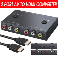 2 Port AV to HDMI Converter,RCA to HDMI,Dual AV to HDMI Converter AV Switch RCA to HDMI Adapter Auto Car Parts And Accessories