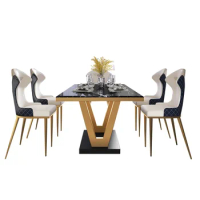 2023 Luxury Nordic Modern Design Square Marble Dining Marble Dining Table 4 Seater 6 Chairs Dining Room Sets Furniture