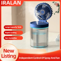 IRALAN Portable mini fan Air Conditioner Fan Mini Evaporative Air Cooler with Color LED Light Humidifier for room office