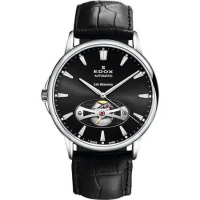EDOX Les Bemonts Open Vision 薄曼系列機械腕錶-黑 E85021.3.NIN