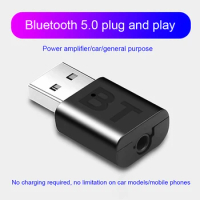 1 Set PC Car Music AUX Stereo Audio Adapter USB Bluetooth 5.0 Receiver Wireless Bluetooth Adapter 3.5mm AUX Jack