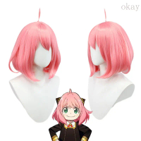 H h rambut sevenfun-sambungan pengintip × keluarga pemalsu, rambut anime, merah jambu pendek H, 37cm