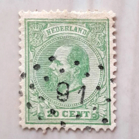 Prangko / Perangko Nederland Belanda 1876 King Willem 20 Cent
