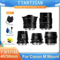 TTArtisan 7.5mm F2 17mm F1.4 35mm F1.4 40mm F2.8 50mm F1.2 APS-C Manual Focus Humanities Large Aperture Lens for Canon M EOS M