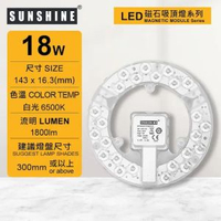 陽光 - (LMPE-18D) LED磁石吸頂燈模組18W 白光 需配合燈盤使用 (建議尺寸: 300mm或以上) #吸頂天花燈模組 #燈盤模組