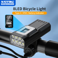 NATFIRE Powerful Bike Light OLED Display 10000mAh Rechargeable Bicycle Headlight Flashlight Type-C Charging 2000LM Lamp