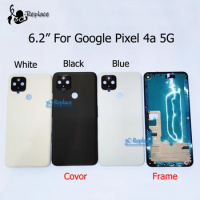 6.2" For Google Pixel 4a 5G Back Battery Cover Door Housing Case Rear Glass Parts Or Frame