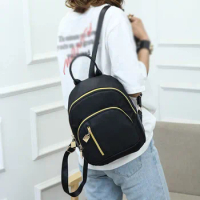 Female Backpack Large Capacity Anti-Theft Backpack Simple Black Bags For Women Girls Travel Rucksack Soft Nylon Shoulder Bag