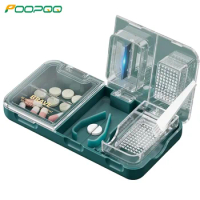 Pill Crusher Splitter, 3 in 1 Multi-Functional Pills Cutter, Portable Travel Small Pill Box Case Holder Purse Medicine Container