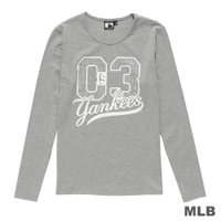 MLB-紐約洋基隊數字印花長袖T恤-麻灰 (女)