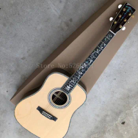 Custom acoustic guitar, 41 inch solid spruce top, ebony fingerboard, real abalone shell inlay, high quality electric guitar