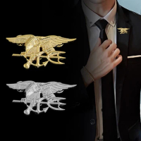 1pc Metal 3D Eagle Trident Anchor Brooch Badge Fashion American Style Clothing Jewelry for Coat Backpack Decor Pin Accessories