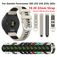 18 20 22mm Soft Silicone Watch Band for Garmin Forerunner 265 255 245 Sports watch strap Forerunner 265S 255S Vivoactive3 4 belt