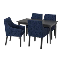 INGATORP/SAKARIAS 餐桌附4張餐椅, 黑色/kvillsfors 深藍色/藍色, 155/215 公分