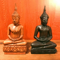 泰國實木小佛桌面擺件 東南亞裝飾品坐佛人物 實木雕會所玄關擺設